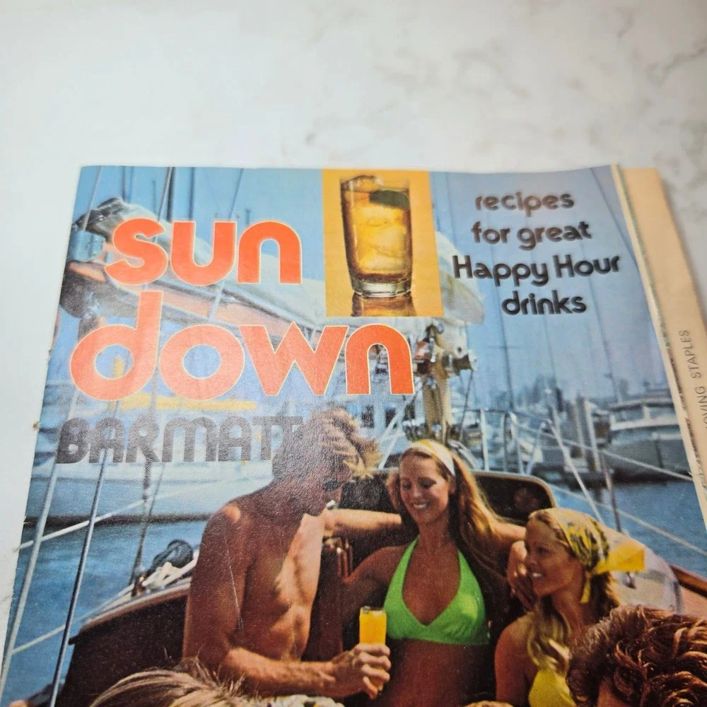 1974 Southern Comfort Sun Down Happy Hour Barmate Recipe Booklet Steamboat Glass